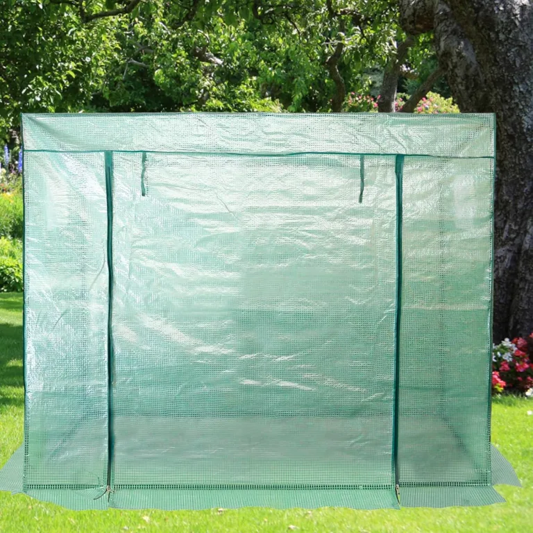Gewächshaus mit 140g PE-Folie Foliengewächshaus Stahlrohr 16 mm Durchmesser, aufrollbare Tür, Tomatenhaus begehbares Treibhaus, Pflanzenhaus200x80x170CM, Grün – Bild 7