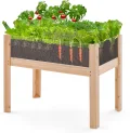 COSTWAY Hochbeet aus Holz, 130L, erhöhtes Pflanzbeet mit Ablauflöchern & transparenten Acrylplatten, Kräuterbeet rechteckig, Gartenbeet für Garten Terrasse Balkon, Pflanzkasten Natur(100x59x77cm) - Thumbnail 1