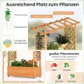 COSTWAY Blumenkasten mit Rankgitter & hängendem Dach, Pflanzkasten mit Rankhilfe, Hochbeet für Kletterpflanzen & hängende Körbe, für Hof Garten Terrasse, Pflanzkübel Holz, Orange (110x44x182cm) - Thumbnail 3