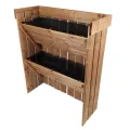 NATIV Blumentreppe 2 Stück, Pflanzregal mit Gartenvlies, Vertikalbeet aus Holz, Kräuterregal für Blumenkasten, Hochbeet mit 2 Etagen, Pflanztreppe als Kräuterbeet, Blumenleiter - Thumbnail 1