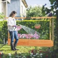 COSTWAY Blumenkasten mit Rankgitter & hängendem Dach, Pflanzkasten mit Rankhilfe, Hochbeet für Kletterpflanzen & hängende Körbe, für Hof Garten Terrasse, Pflanzkübel Holz, Orange (200x44x114cm) - Thumbnail 2