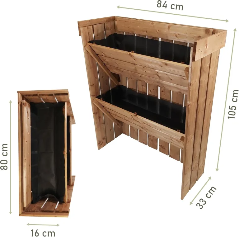 NATIV Blumentreppe, Pflanzregal mit Gartenvlies, Vertikalbeet aus Holz, Kräuterregal für Blumenkasten, Hochbeet mit 2 Etagen, Pflanztreppe als Kräuterbeet, Blumenleiter als Gemüsebeet – Bild 7