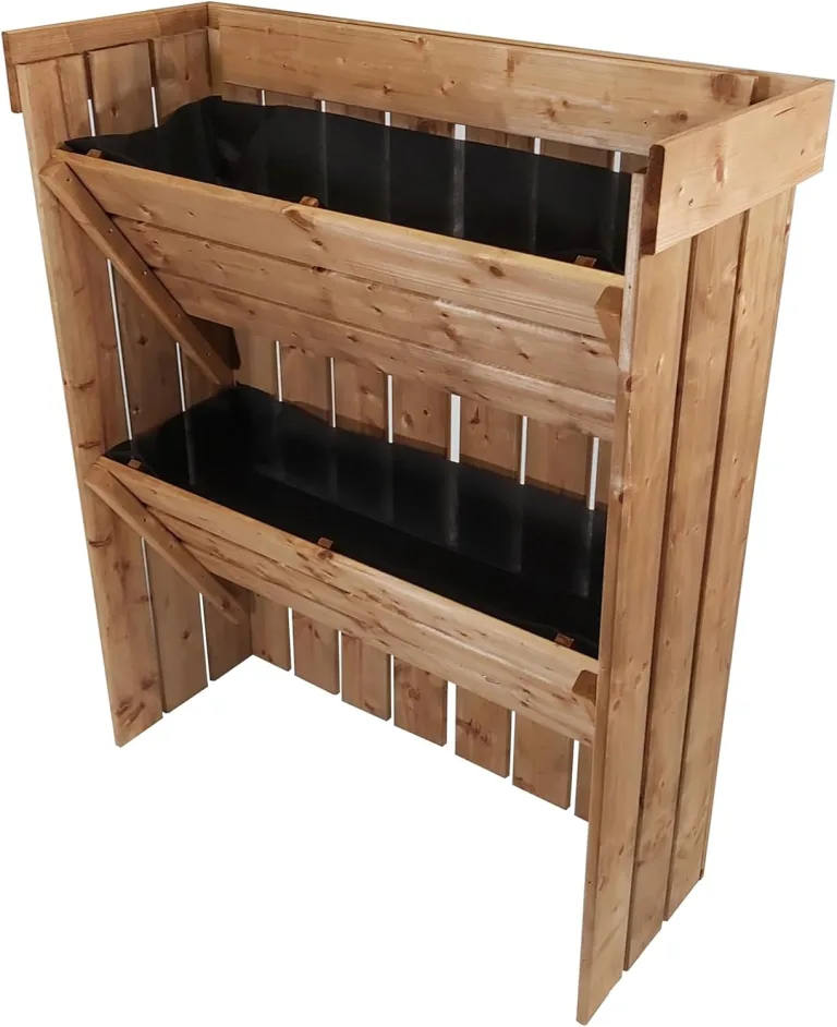 NATIV Blumentreppe, Pflanzregal mit Gartenvlies, Vertikalbeet aus Holz, Kräuterregal für Blumenkasten, Hochbeet mit 2 Etagen, Pflanztreppe als Kräuterbeet, Blumenleiter als Gemüsebeet – Bild 1
