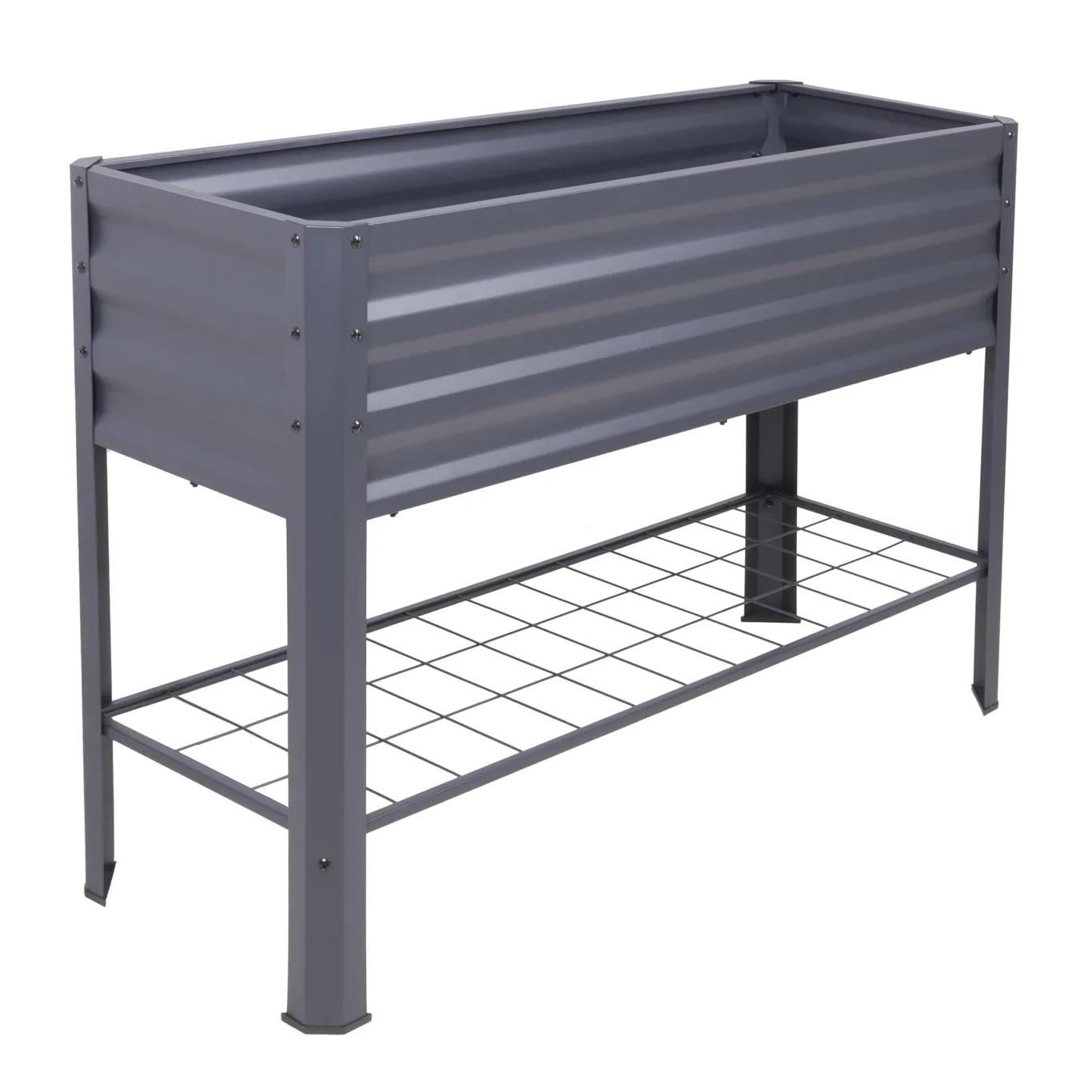 Metall Hochbeet anthrazit inklusive Pflanzenvlies - 114 x 41 cm - Anzucht Frühbeet freistehend mit Gitterablage - Garten Pflanzkasten Gemüsebeet Kräuterbeet Anzuchthilfe mit Vlies - Bild 1