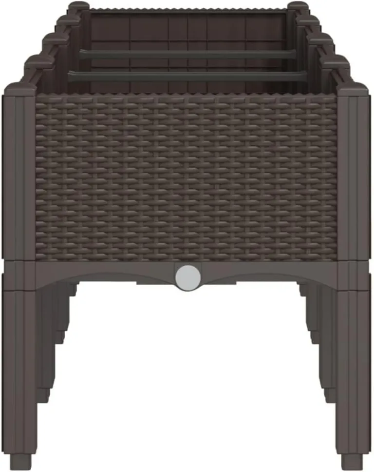 vidaXL Pflanzkasten, Blumenkübel mit Beinen Rattan-Optik, Pflanzkübel für Garten Terrasse, Blumenkasten Hochbeet Gemüsebeet, Braun 160x40x42cm PP – Bild 7