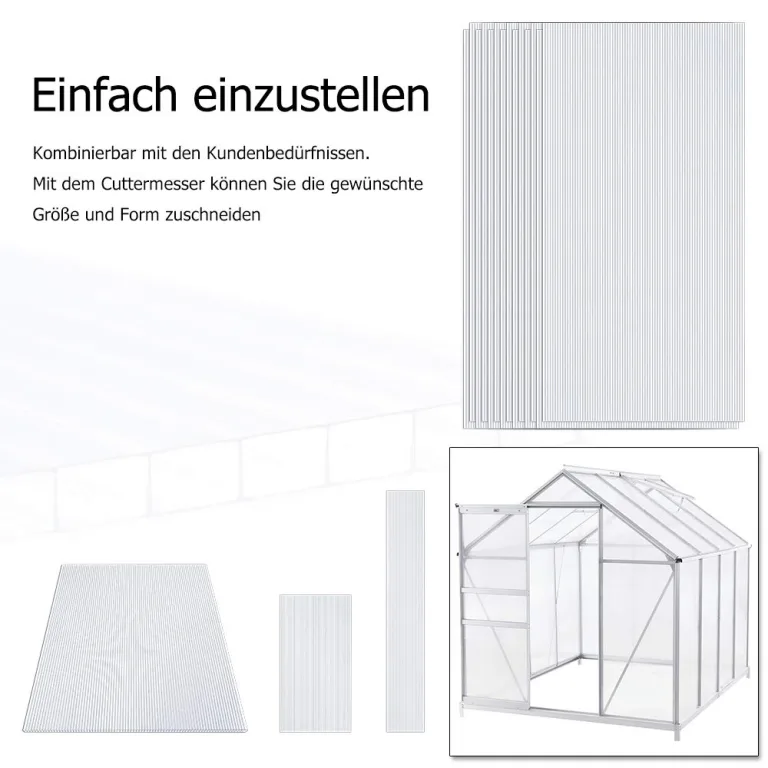 Polycarbonatplatten Doppelstegplatten 4mm, 14pcs Dachplatten 10,25 m² Hohlkammerplatten UV-beständig für Gewächshaus Garten Treibhaus, Transparent – Bild 6