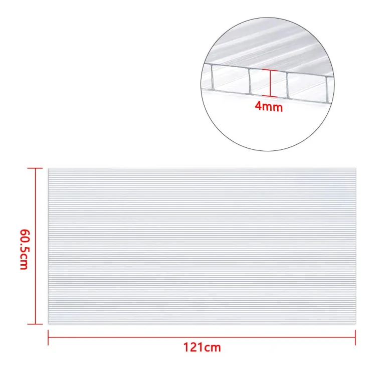 Polycarbonatplatten Doppelstegplatten 4mm, 14pcs Dachplatten 10,25 m² Hohlkammerplatten UV-beständig für Gewächshaus Garten Treibhaus, Transparent – Bild 2
