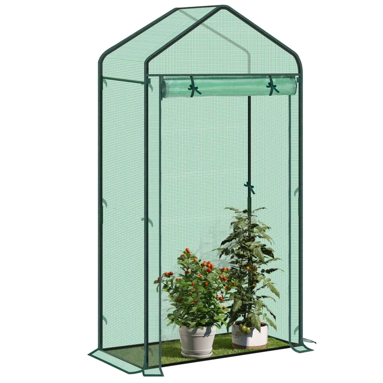 WOLTU Foliengewächshaus, Tomaten, Blumen, Gemüse & Obstpflanzen gewächshaus, Geeignet für Garten, Balkon & Terrasse, Spitzdach gegen Wasserstau, 100x50x190cm, Weiß – Bild 10