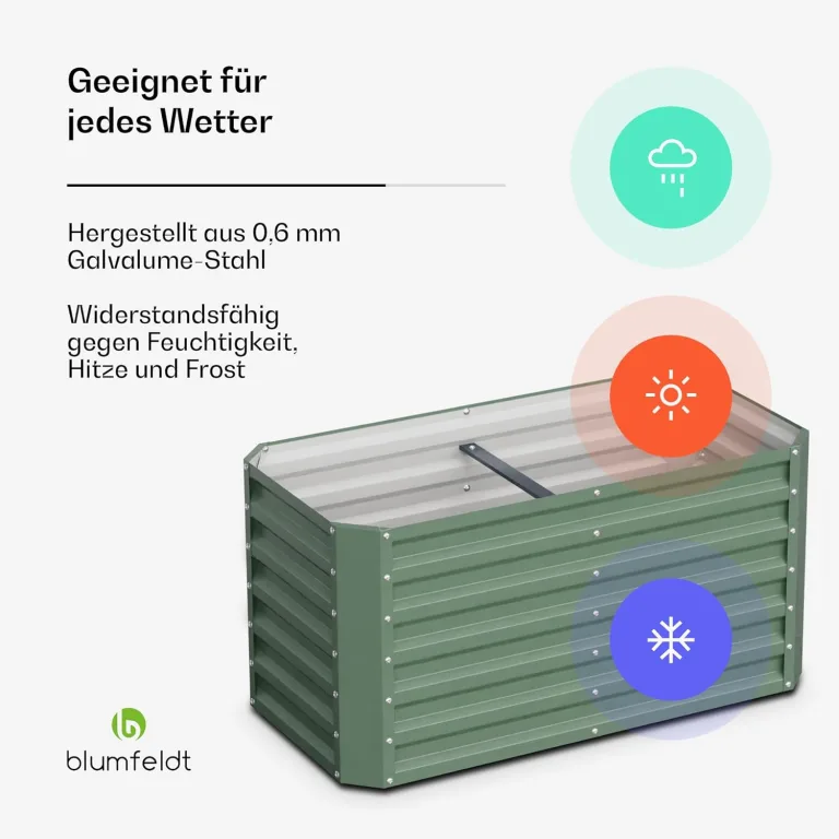 blumfeldt High Grow Straight Hochbeet, Ergonomisches 575-l-Gartenbeet aus Rostfreiem Galvalume-Stahl für Gemüse und Kräuter – Rückenschonendes Design, Einfache Montage, Frostsicher und Kompakt – Bild 2