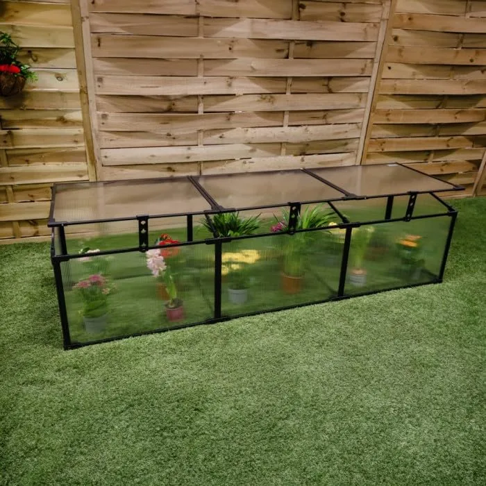 Frühbeet Mini Gewächshaus Pflanzenhaus - Aluminium & Polycarbonat, 180x51x51, schwarz - für Garten, Balkon und Terrasse, Winterfest, Stabil & Einfach zu Montieren - MAGNOLIA III – Bild 9