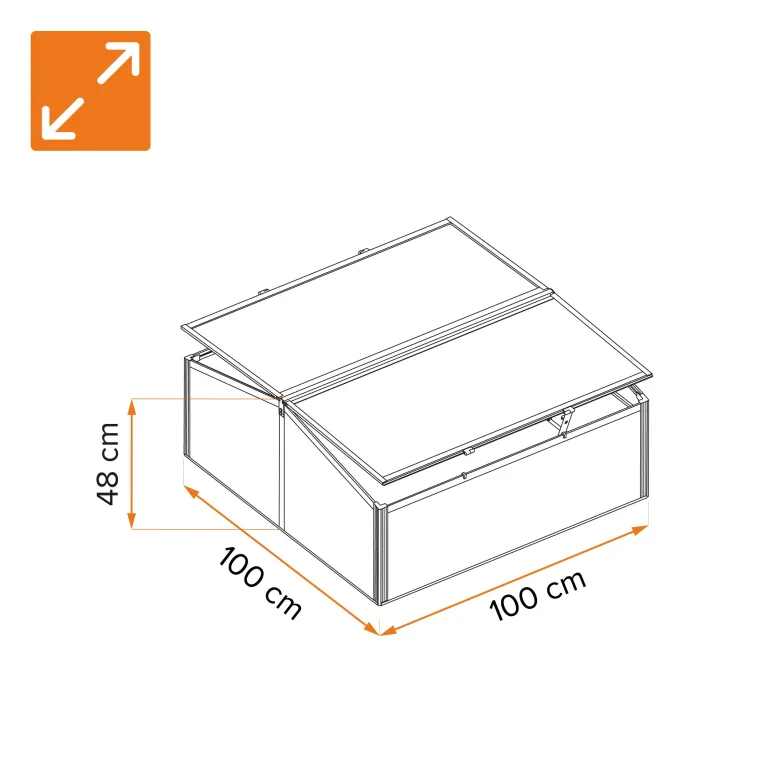 Frühbeet Mini Gewächshaus Pflanzenhaus - Aluminium & Polycarbonat, 100x100x48, schwarz - für Garten, Balkon und Terrasse, Winterfest, Stabil & Einfach zu Montieren - MAGNOLIA IV – Bild 2