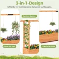 GOPLUS Hochbeet mit Rankgitter, Blumenkasten mit hängendem Dach & Ablauflöchern, Pflanzkasten Rankhilfe Pflanzkübel für Garten, Terrasse, Hof (Orange, 200 x 44 x 114 cm) - Thumbnail 2