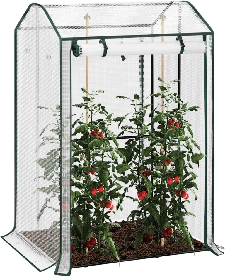 WOLTU Foliengewächshaus, Tomatengewächshaus für Kletterpflanzen, geeignet für Balkon, Terrasse, Hohebeetgärten und Garten, Weiß