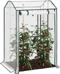 WOLTU Foliengewächshaus, Tomatengewächshaus für Kletterpflanzen, geeignet für Balkon, Terrasse, Hohebeetgärten und Garten, Weiß - Thumbnail 1