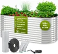 TTL GARDEN 200x100x80cm Inspire L Silber Metall Hochbeet - Stahl rostfrei verzinkt Wellblech sehr stabil & wetterfest Garten Beet oval für Gemüse Kräuter Blumen Gartenbeet Gemüsebeet - Thumbnail 1