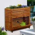 dobar® Großes Hochbeet Rolla aus Massivholz Gr. XL mit Rollen - Erhöhtes Beet mit Staufach - 72 x 32,5 x 78 cm - Braun - Thumbnail 4