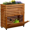 dobar® Großes Hochbeet Rolla aus Massivholz Gr. XL mit Rollen - Erhöhtes Beet mit Staufach - 72 x 32,5 x 78 cm - Braun - Thumbnail 5