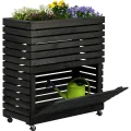 dobar® Großes Hochbeet Rolla aus Massivholz Gr. XL mit Rollen - Erhöhtes Beet mit Staufach - 72 x 32,5 x 78 cm - Braun - Thumbnail 6