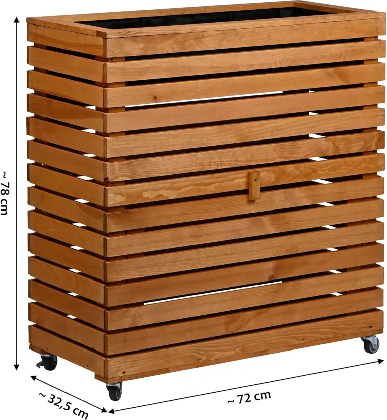 dobar® Großes Hochbeet Rolla aus Massivholz Gr. L mit Rollen - Erhöhtes Beet mit Staufach - 72 x 32,5 x 78 cm - Braun – Bild 2