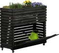 dobar® Großes Hochbeet Rolla aus Massivholz Gr. L mit Rollen - Erhöhtes Beet mit Staufach - 72 x 32,5 x 78 cm - Braun - Thumbnail 7