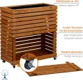 dobar® Großes Hochbeet Rolla aus Massivholz Gr. L mit Rollen - Erhöhtes Beet mit Staufach - 72 x 32,5 x 78 cm - Braun - Thumbnail 3