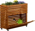 dobar® Großes Hochbeet Rolla aus Massivholz Gr. L mit Rollen - Erhöhtes Beet mit Staufach - 72 x 32,5 x 78 cm - Braun - Thumbnail 5