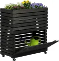dobar® Großes Hochbeet Rolla aus Massivholz Gr. L mit Rollen - Erhöhtes Beet mit Staufach - 72 x 32,5 x 78 cm - Braun - Thumbnail 6