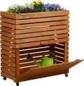 dobar® Großes Hochbeet Rolla aus Massivholz Gr. L mit Rollen - Erhöhtes Beet mit Staufach - 72 x 32,5 x 78 cm - Braun - Thumbnail 1