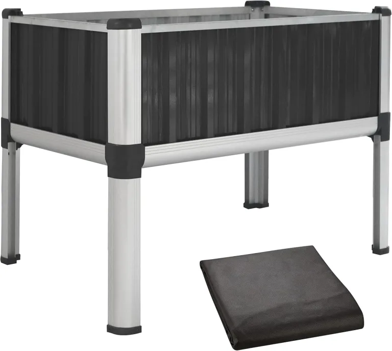 TTL GARDEN Superior M 80x50x80cm Hochbeet aus Metall - Anthrazit-Silber Alu + Stahl verzinkt & lackiert - Frühbeet Pflanzkasten Kräuterbeet Blumenbeet Blumenkasten für Garten Balkon Terrasse – Bild 1