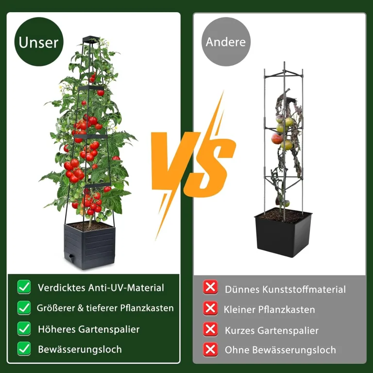 145cm Tomatentopf, 2 Pack Selbstbewässerung Tomatentopf mit Rankhilfe,Tomaten Rankhilfe mit Wasserspeicher，Höhe Einstellbar Tomatenturm，für Kletterpflanzen Gemüse Blumen Outdoor&Indoor – Bild 5
