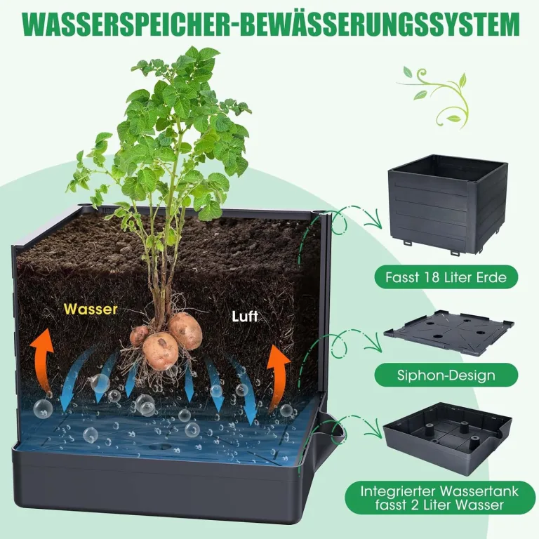 145cm Tomatentopf, 2 Pack Selbstbewässerung Tomatentopf mit Rankhilfe,Tomaten Rankhilfe mit Wasserspeicher，Höhe Einstellbar Tomatenturm，für Kletterpflanzen Gemüse Blumen Outdoor&Indoor – Bild 2
