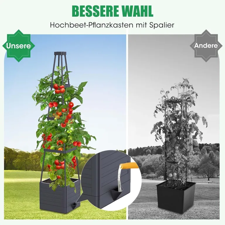 145cm Tomatentopf, 2 Pack Selbstbewässerung Tomatentopf mit Rankhilfe,Tomaten Rankhilfe mit Wasserspeicher，Höhe Einstellbar Tomatenturm，für Kletterpflanzen Gemüse Blumen Outdoor&Indoor – Bild 3