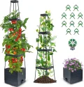 145cm Tomatentopf, 2 Pack Selbstbewässerung Tomatentopf mit Rankhilfe,Tomaten Rankhilfe mit Wasserspeicher，Höhe Einstellbar Tomatenturm，für Kletterpflanzen Gemüse Blumen Outdoor&Indoor - Thumbnail 9
