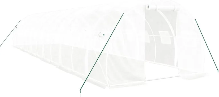 Gecheer Gewächshaus mit Stahlrahmen Garten Treibhaus Tomatenhaus Folientunnel Pflanzenhaus Gartengewächshäuser Gartenhaus Frühbeet Tomatengewächshaus Tunnelgewächshaus 12 x 3 x 2 m (L x B x H) 36 m² – Bild 2