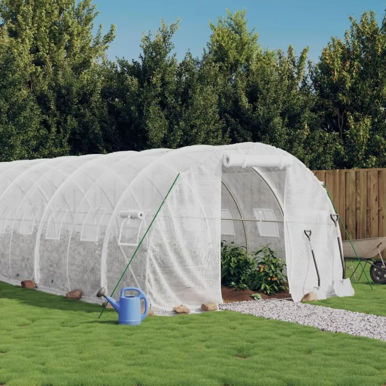 Gecheer Gewächshaus mit Stahlrahmen Garten Treibhaus Tomatenhaus Folientunnel Pflanzenhaus Gartengewächshäuser Gartenhaus Frühbeet Tomatengewächshaus Tunnelgewächshaus 12 x 3 x 2 m (L x B x H) 36 m² – Bild 1