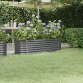 vidaXL Hochbeet, Wetterfestes Hochbeet für Garten Balkon Terrasse, Kräuterhochbeet zum Selber Bauen, Pflanzkasten aus Metall, Verzinkter Stahl Anthrazit - Thumbnail 2