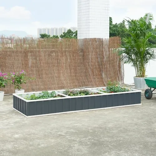 [en.casa] Hochbeet Albrandswaard Gemüsebeet 258 x 90 x 30 cm Gartenbeet mit Handschuhe Pflanzkasten für Garten Metall rechteckig Kräuterbeet Anthrazit – Bild 7