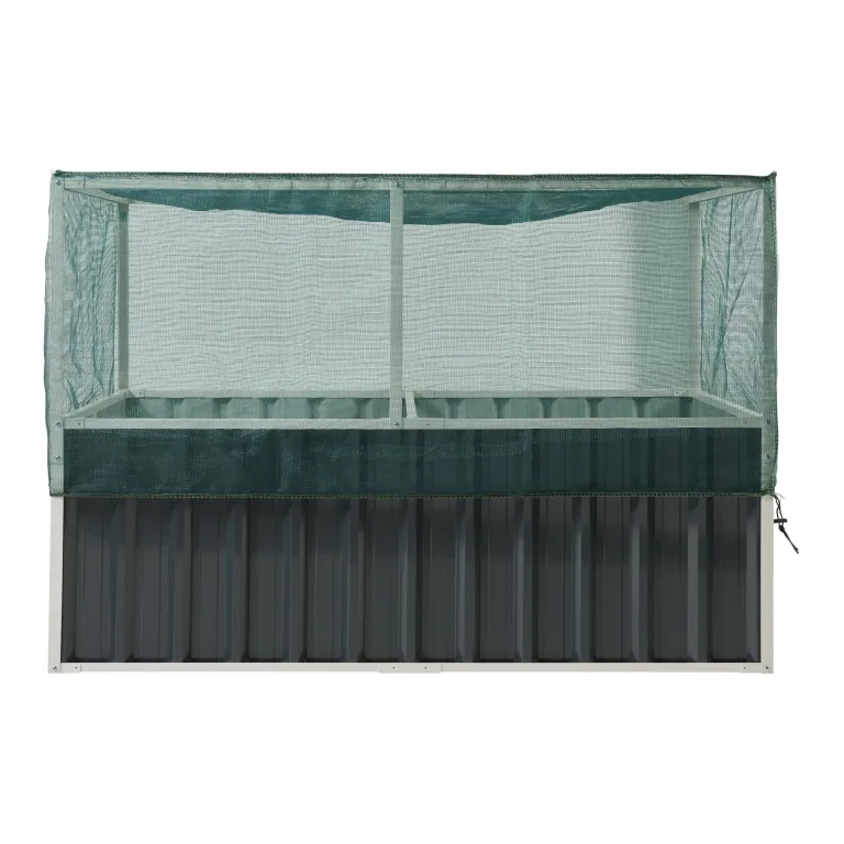 [en.casa] Hochbeet Alblasserdam Blumenbeet mit Abdeckung 174 x 90 x 118 cm Gartenbeet mit Netz Handschuhe Gewächshaus für Garten Metall Kräuterbeet Anthrazit – Bild 5