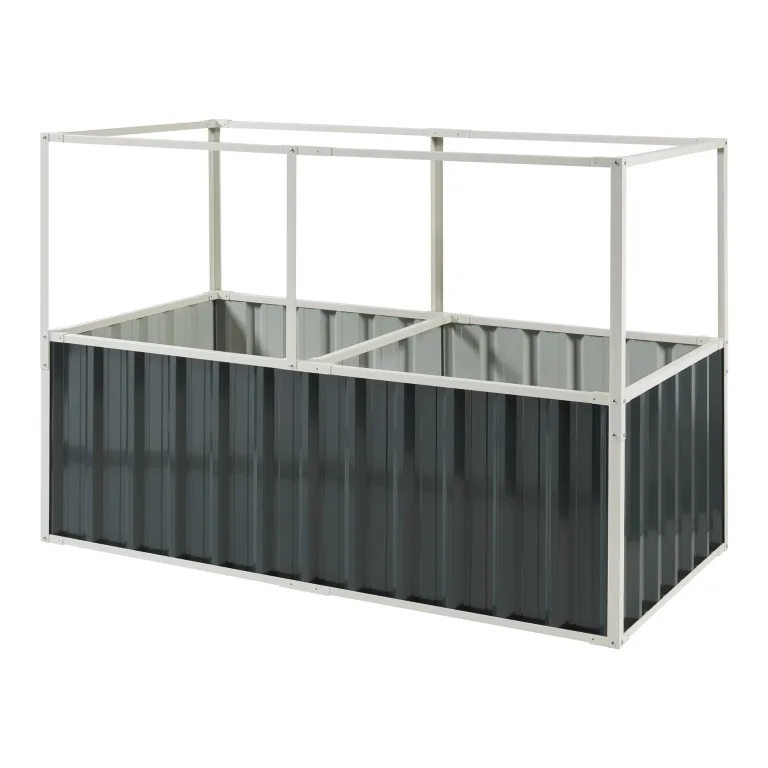 [en.casa] Hochbeet Alblasserdam Blumenbeet mit Abdeckung 174 x 90 x 118 cm Gartenbeet mit Netz Handschuhe Gewächshaus für Garten Metall Kräuterbeet Anthrazit – Bild 6