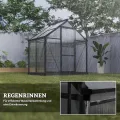 Outsunny Gewächshaus Aluminium Treibhaus mit Dachfenster Tür 190 x 132 x 201 cm Pflanzenhaus mit Fundament begehbares Tomatenhaus Witterungsbeständig Polycarbonat Grau+Transparent - Thumbnail 6