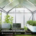 Outsunny Gewächshaus Aluminium Treibhaus mit Dachfenster Tür 190 x 132 x 201 cm Pflanzenhaus mit Fundament begehbares Tomatenhaus Witterungsbeständig Polycarbonat Grau+Transparent - Thumbnail 4