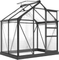 Outsunny Gewächshaus Aluminium Treibhaus mit Dachfenster Tür 190 x 132 x 201 cm Pflanzenhaus mit Fundament begehbares Tomatenhaus Witterungsbeständig Polycarbonat Grau+Transparent - Thumbnail 1