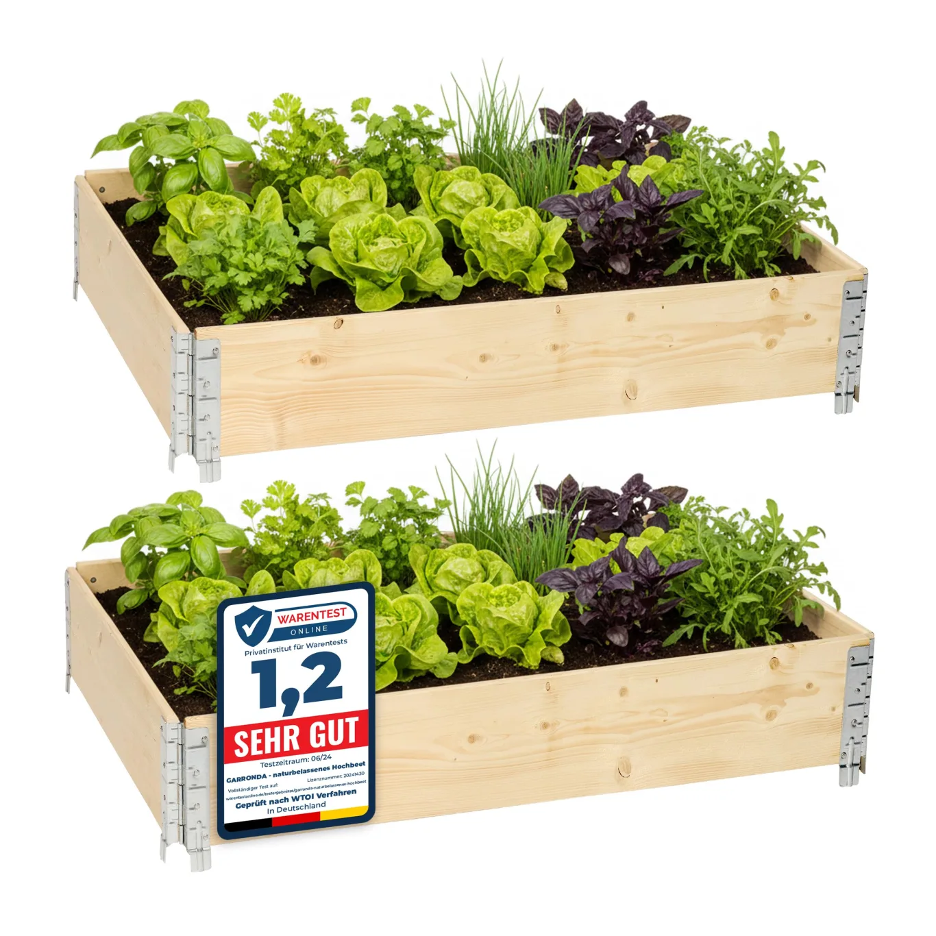 Garronda Hochbeete für Garten Palettenrahmen 120x80x20 cm Hochbeet Holz 2 Stück steckbar stapelbar faltbar für Pflanzen Blumen Kräuter Obst und Gemüse GD-0075 - Bild 1