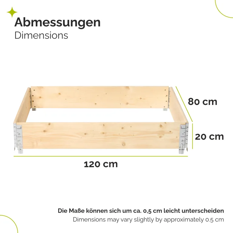 Garronda Hochbeete für Garten Palettenrahmen 120x80x20 cm Hochbeet Holz 2 Stück steckbar stapelbar faltbar für Pflanzen Blumen Kräuter Obst und Gemüse GD-0075 – Bild 2