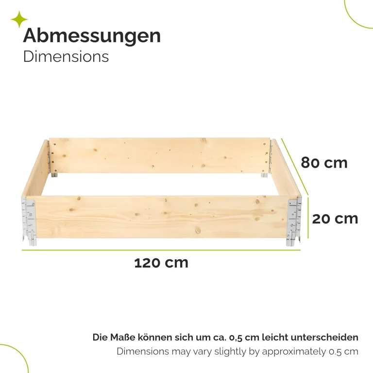 naturbelassene Hochbeete für Garten Palettenrahmen 120x80x20 cm Hochbeet Holz 3 Stück steckbar stapelbar faltbar für Pflanzen Blumen Kräuter Obst und Gemüse GD-0075 – Bild 3