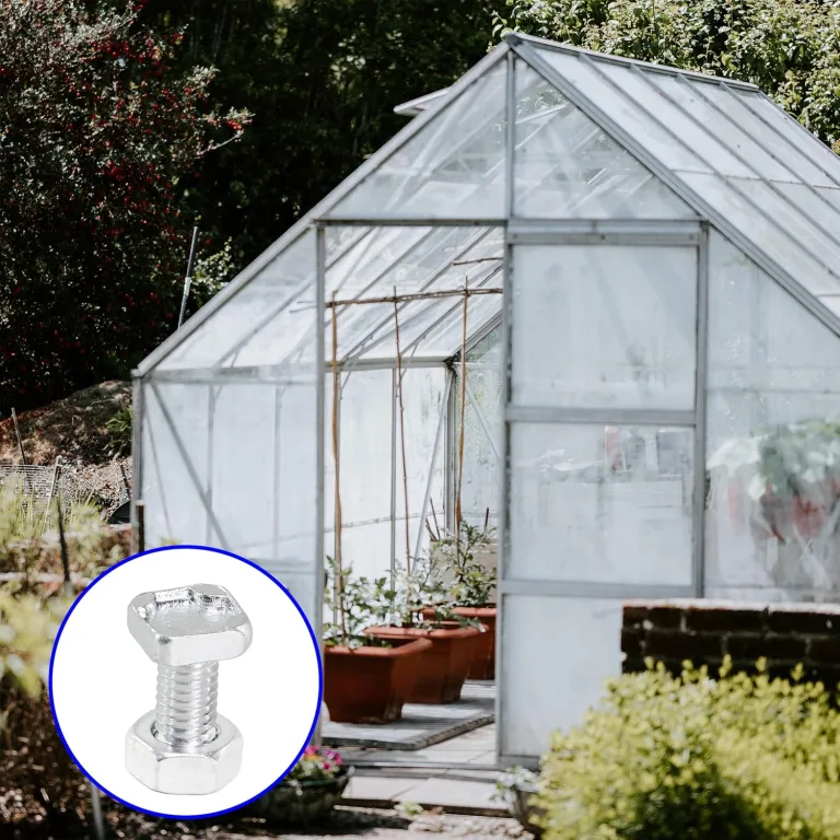 50 Sets Gewächshausmuttern und -Schrauben,Aluminium Gewächshaus Sechskantmuttern und Vierkantschrauben für die Reparatur von Gewächshäusern Notwendiges Zubehör (50pcs Square Screw) – Bild 8