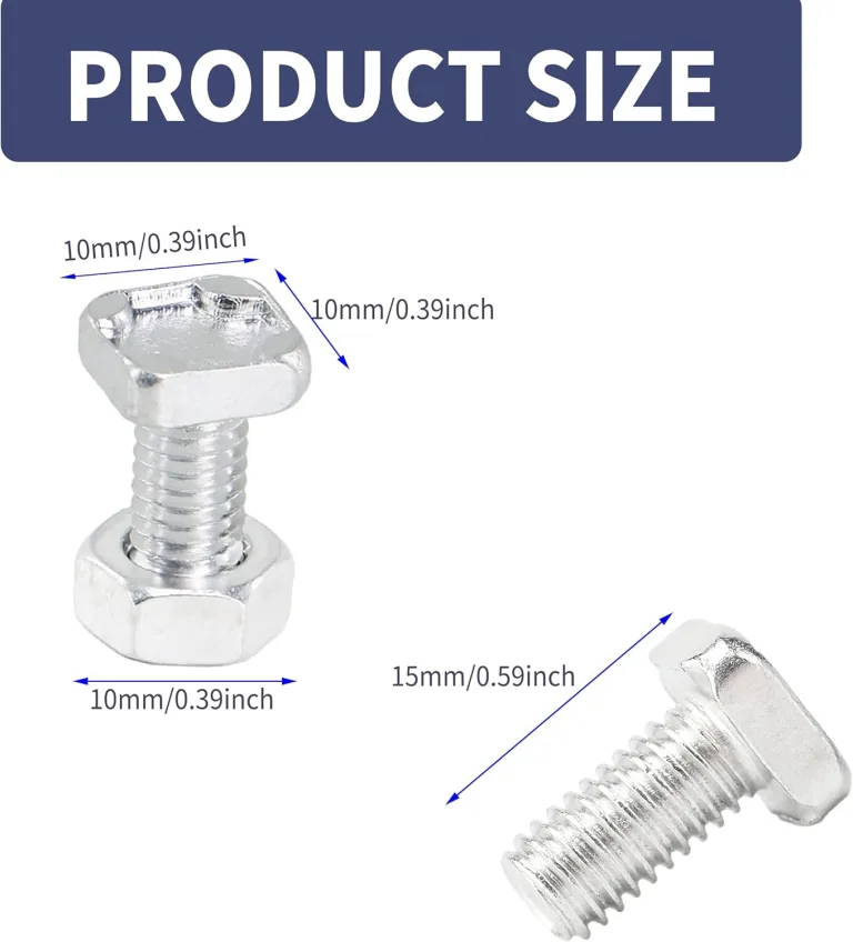 50 Sets Gewächshausmuttern und -Schrauben,Aluminium Gewächshaus Sechskantmuttern und Vierkantschrauben für die Reparatur von Gewächshäusern Notwendiges Zubehör (50pcs Square Screw) – Bild 3