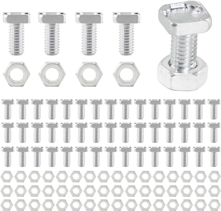 50 Sets Gewächshausmuttern und -Schrauben,Aluminium Gewächshaus Sechskantmuttern und Vierkantschrauben für die Reparatur von Gewächshäusern Notwendiges Zubehör (50pcs Square Screw) – Bild 1