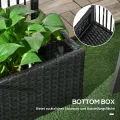 Outsunny Hochbeet mit Rankgitter in Rattan-Optik Pflanzkasten mit Rankhilfe für Kletterpflanzen Blumenkasten Blumenbeet Pflanzkübel Rankkasten für Garten, Balkon, 103 x 29 x 103 cm Schwarz - Thumbnail 4
