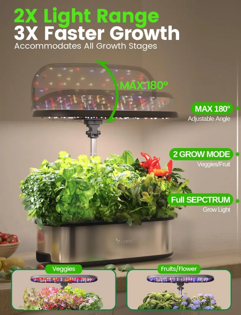 LETPOT LPH-SE WiFi Hydroponisches Anzuchtsystem, 12 Hülsen Smart Herb Garden Kit für Innenräume, Indoor Garten mit 24W LED Wachstumslicht, 5,5L Wassertank, Pumpsystem, automatischer Timer – Bild 5